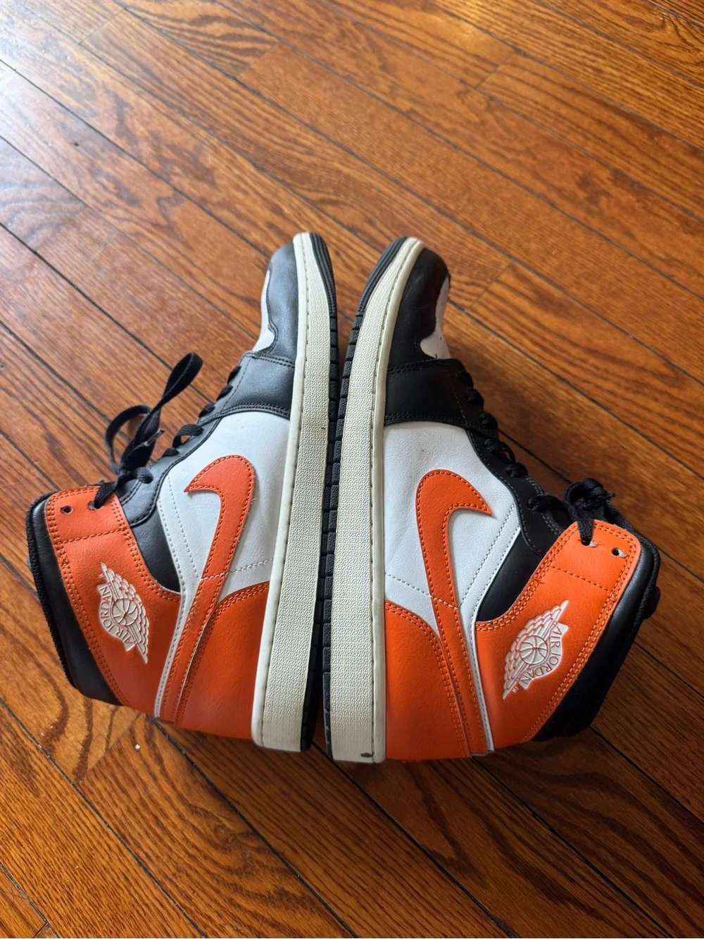Black White and Orange High-Top Jordan 1